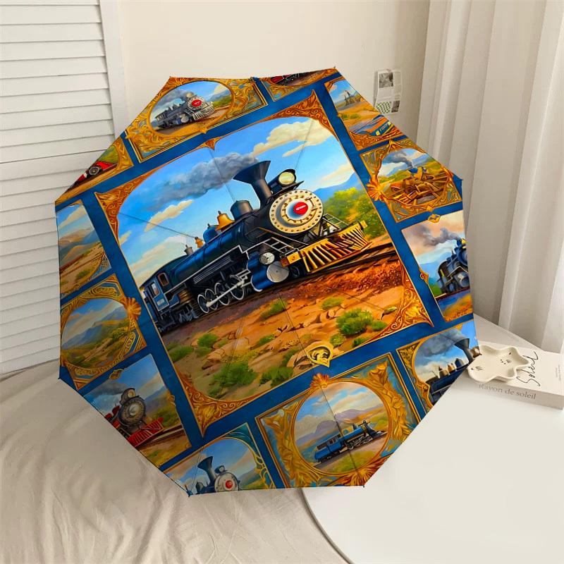 

1PC Train Umbrella-8-Rib Reinforced, Automatic Open, Lightweight & Durable, Fashion Accessory for Outdoor, H0401
