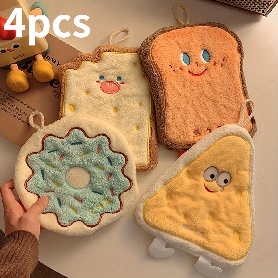 

4PCS Thickened Coral Fleece Hand Towel - Super Absorbent Quick Drying Bathroom Kitchen Towel with Cute Cartoon Pattern 4pcs