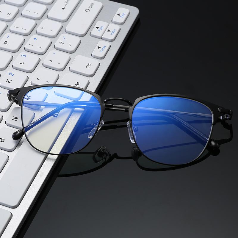 Trend Full Frame Metal Flat Mirror Square Frame Optical Glasses Personalized Retro Round Face with Myopia Glasses
