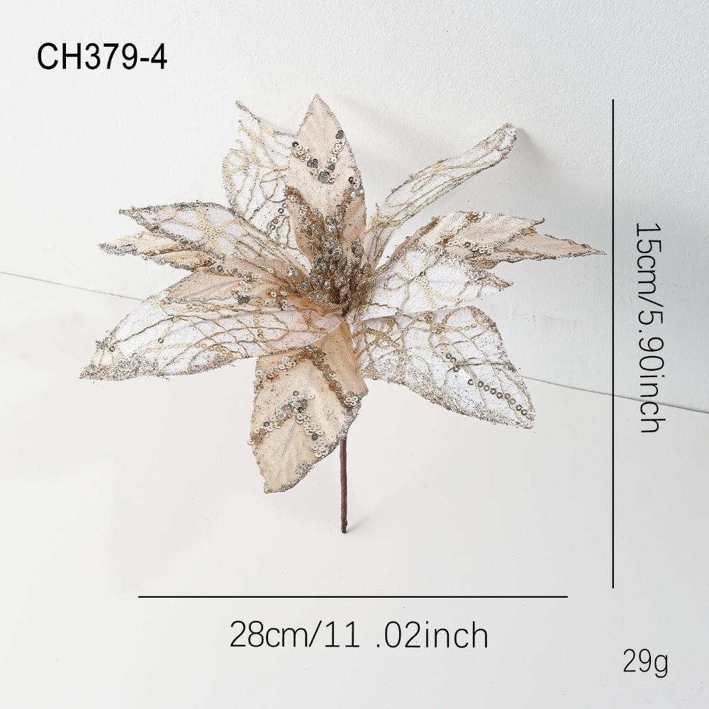 Glitzer Künstliche Weihnachtssternblume 28CM Pailletten Blume Weihnachtsbaumzubehör