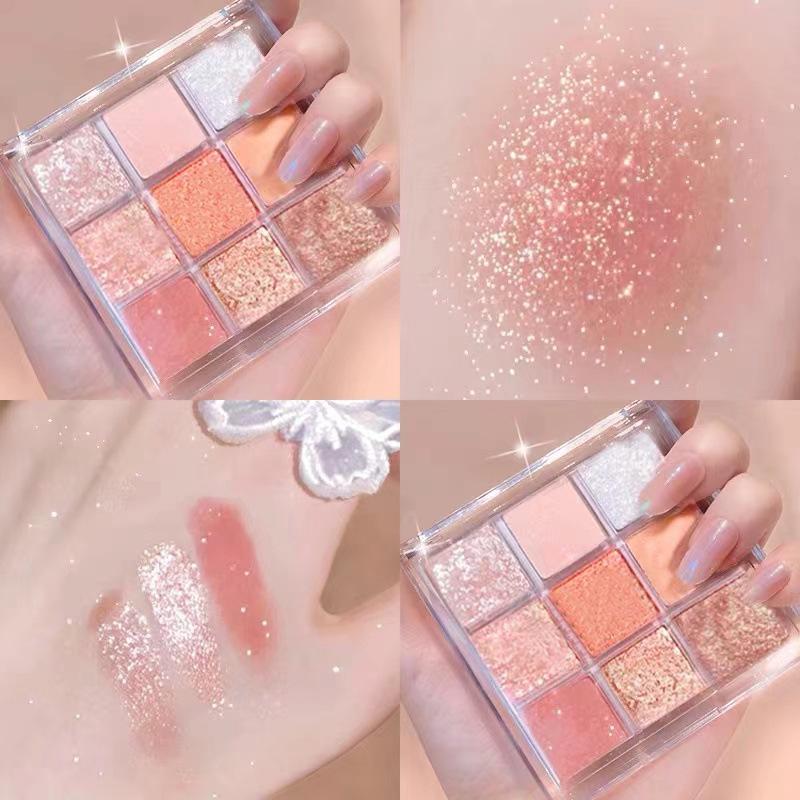 

Capel Transparent Nine-Color Glitter Earth Eyeshadow Palette with Floral Art Design