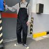 Hong Kong Style Bib Pants Men's Summer Suspenders Korean Version of Loose Straight Nine-point Wide-leg Pants Super Fire Bib Pants