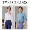 Teluoman Women's Professional Long-Sleeve Stand-Collar Blouse