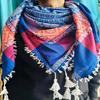 Lenço Keffiyeh Azul, Shemagh Árabe com Borlas, Touca de Algodão Unissex Presente de Aniversário
