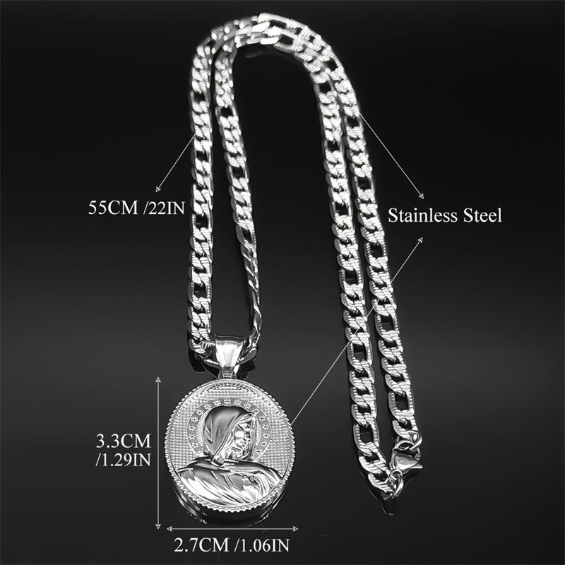 Religious Virgin Mary Hexagram Pendant Necklaces for Women Men Stainless Steel Our Lady of Guadalupe Catholic Necklace Jewelry