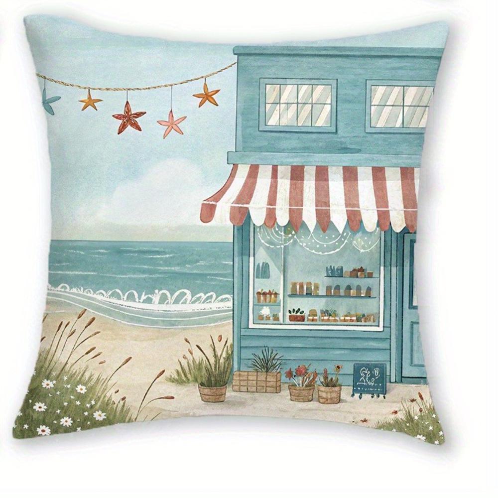 

Charming Seaside Retreat Pillow CoversLiving room sofa cushion cover, soft and comfortable, bedroom room decoration 45x45cm-1pcs