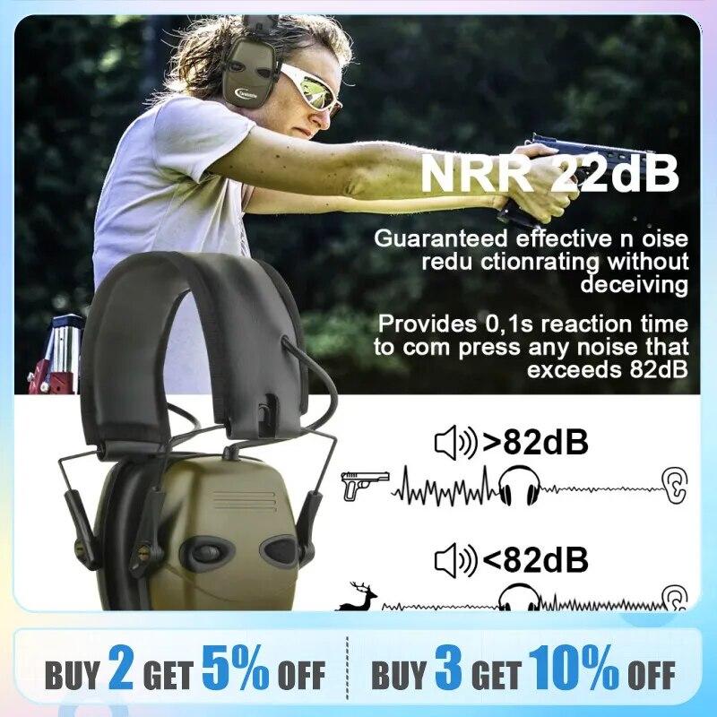 

Tactical Electronic Shooting Earmuffs Outdoor Hunting Sound Pickup and Noise Reduction Impact Hearing Protection Helmet
