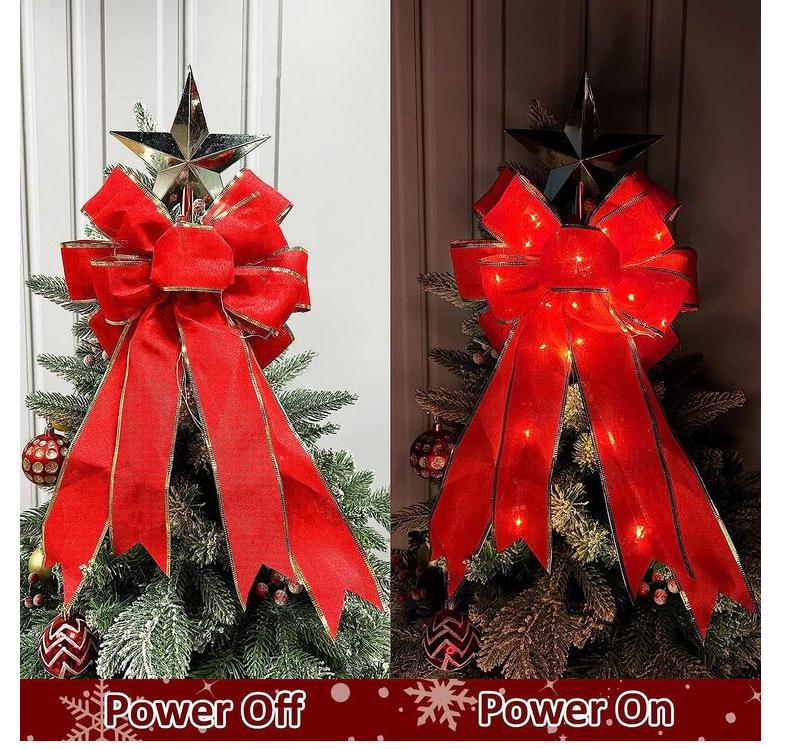 Velvet Ribbon Christmas Tree Topper Bow Ornament