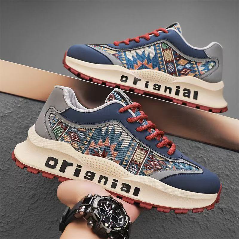 Men's shoes spring new low-top with printed mesh cloth dad casual comfortable sports Forrest Gump shoes breathable