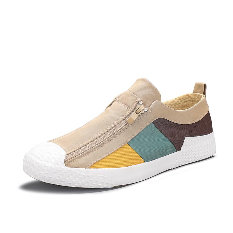 Neueste Holfredterse 4 Farbe Männer Casual Flache Segeltuchschuhe Atmungsaktive Slip-On Bequeme Zip Leichte Schuhe Frühling Herbst 20226