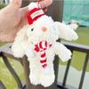 Dopamine Grid Rabbit Soft Toy Keyring With Colorful Bow For Collectors