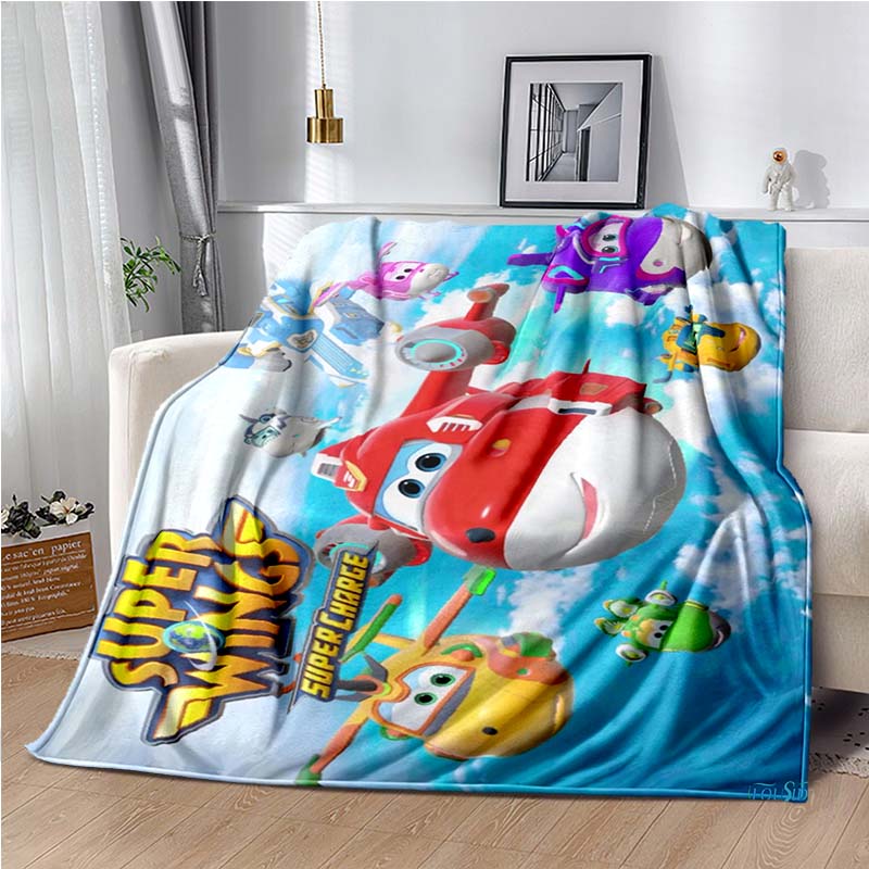 Cartoon Anime Super Wings Throws Blanket for Bedding Picnic Kid Super Soft Cute kawai high quality Flannel Blanket birthday gift