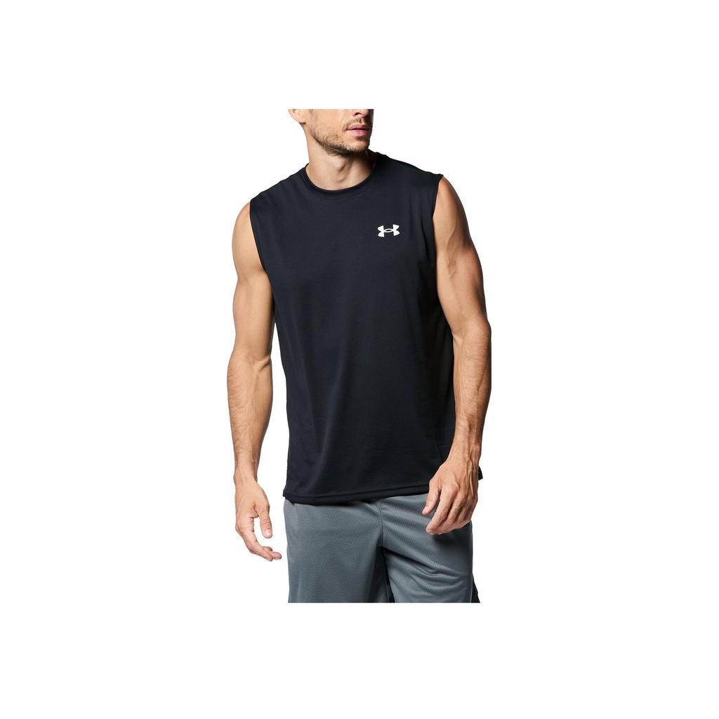 Under Armour Solid Logo Print Round Neck Training Sleeveless Vest Men tops Black 1367452-001