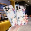 Korean fresh watercolor flower Apple 17 mobile phone case four corners anti-drop transparent case iP12pm e-commerce explosion