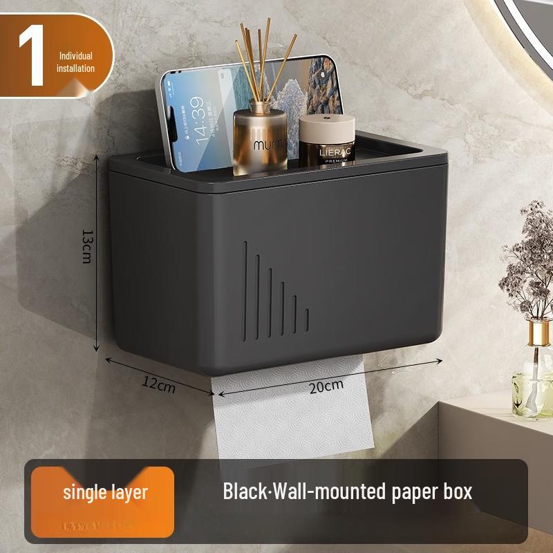 cmaos Wall-Mounted Bathroom Storage Shelf with Tissue & Roll Holder