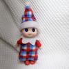 Holiday Baby Elf Miniature Doll with Plaids Accessories For Home Office Christmas Decors Festives Desktop Shelf Display
