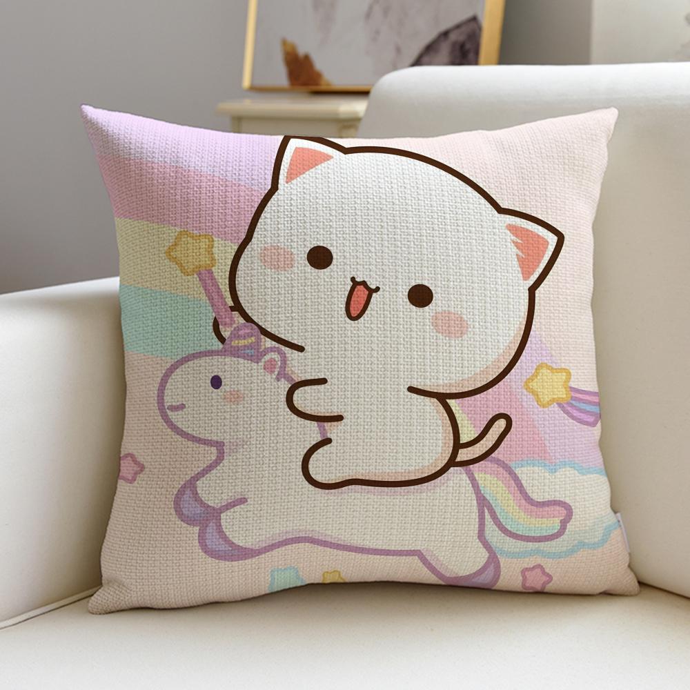 Squishy MMochi CatS Cushion Cover Breathable and skinfriendly linen pillowcase square removable and washable cushion