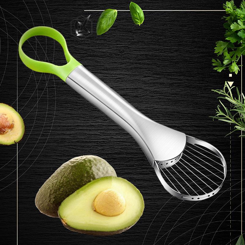 2 in 1 Stainless Steel Avocado Cutter Slicer Peeler and Avocado Pit Remover Cutting Thin Slices Avocados Tool Fruit Cutter