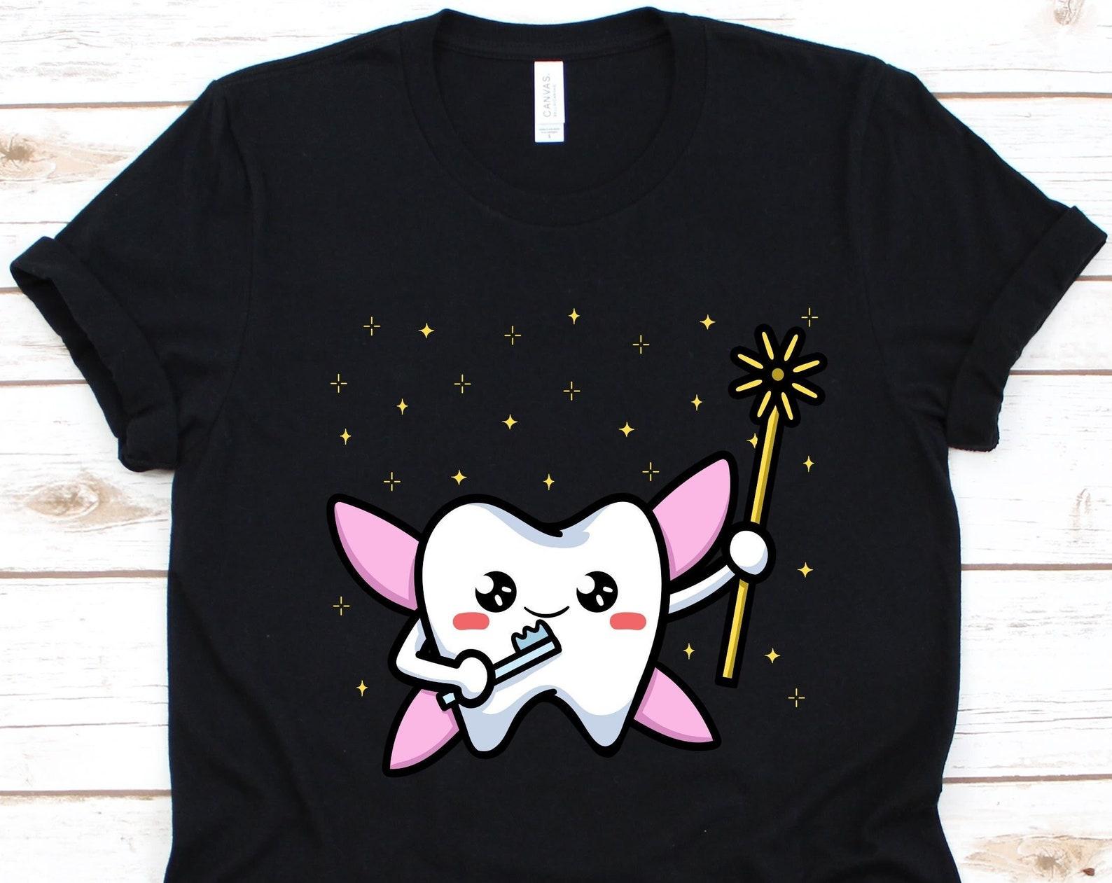 Tooth Fairy Shirt, Cute Tooth Fairy Design For Girls And Boys, Gift For Tooth Fairy, Milk Tooth Graphic, Dental Hygienist, Dentist T-Shirt M
