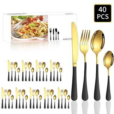 Stainless Steel Tableware 4 Main Pieces Steak Knife, Fork and Spoon 40-Piece Set Gift Set