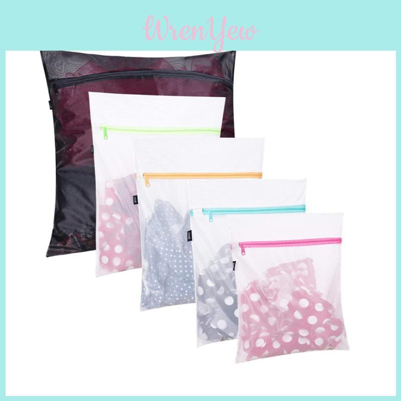 Modern Minimalist Polyester Laundry Bag Set With Colorful Zippers For Home Use