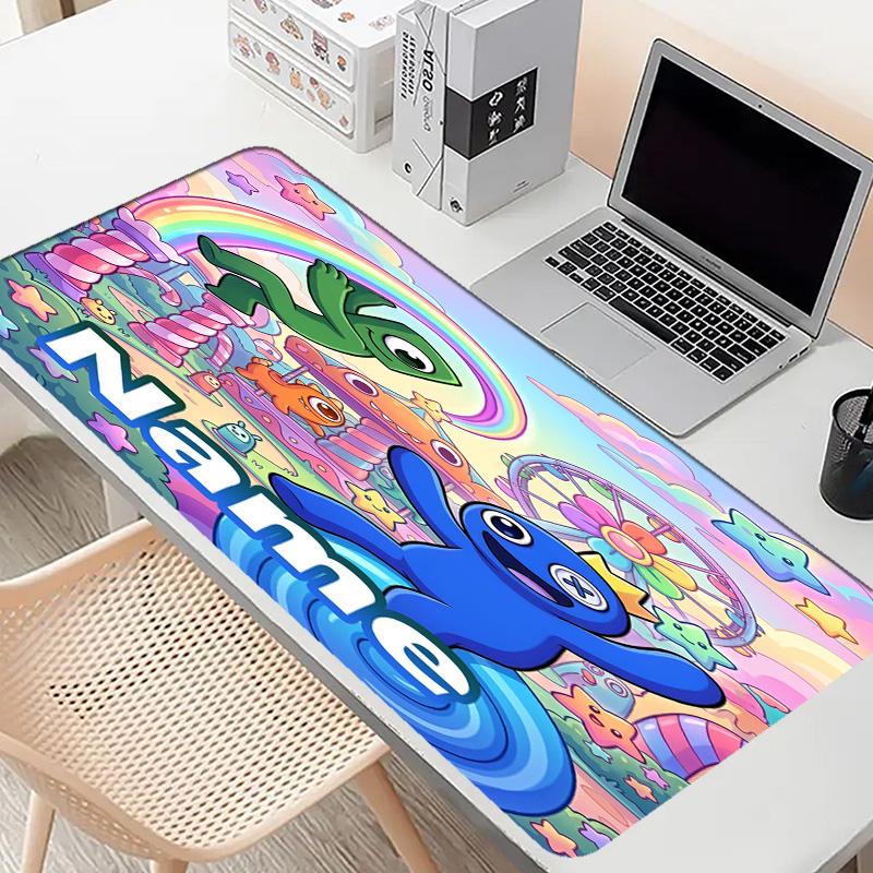 Custom Name Personalized Game Rainbow Friends Pattern Mousepad, Laptop PC Desk Mat, Decorative Desk Mat for Home Keyboard Pad Gift
