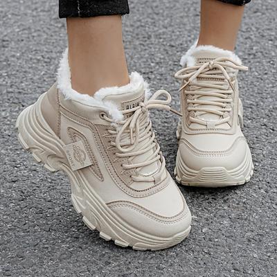 Scarpe Invernali/Autunnali da Donna con Fodera in Peluche, Alte, con Suola Spessa per Aumentare l'Altezza, Suola Resistente all'Usura e Scarpe Casual Calde da Donna