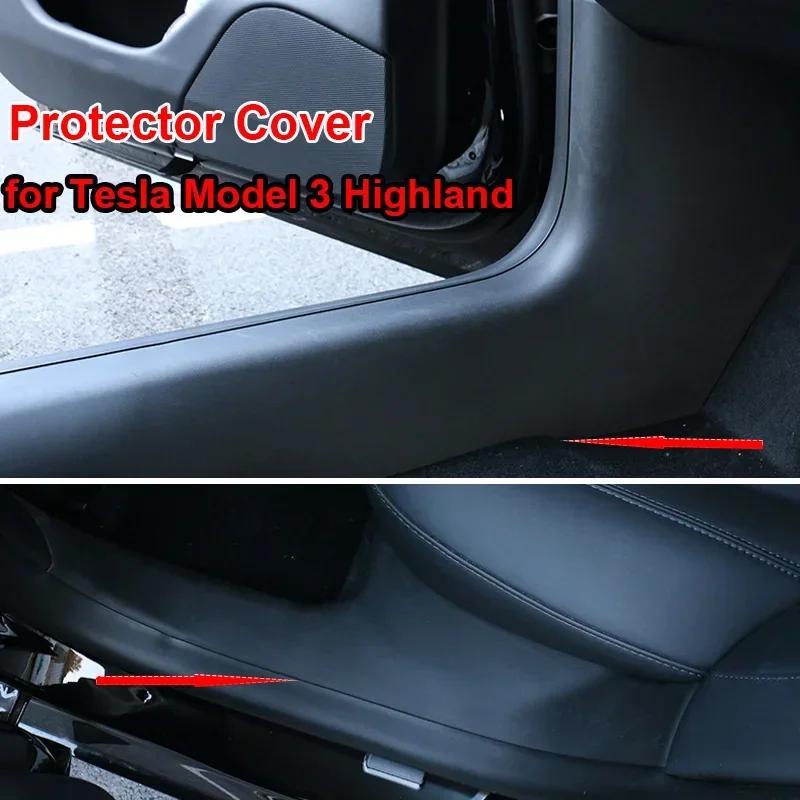 For Tesla Model 3 Highland 2024 2025 Front Door Sill Anti-kick Protector Threshold Strips TPE Rear Trunk Door Guard Pad Cover