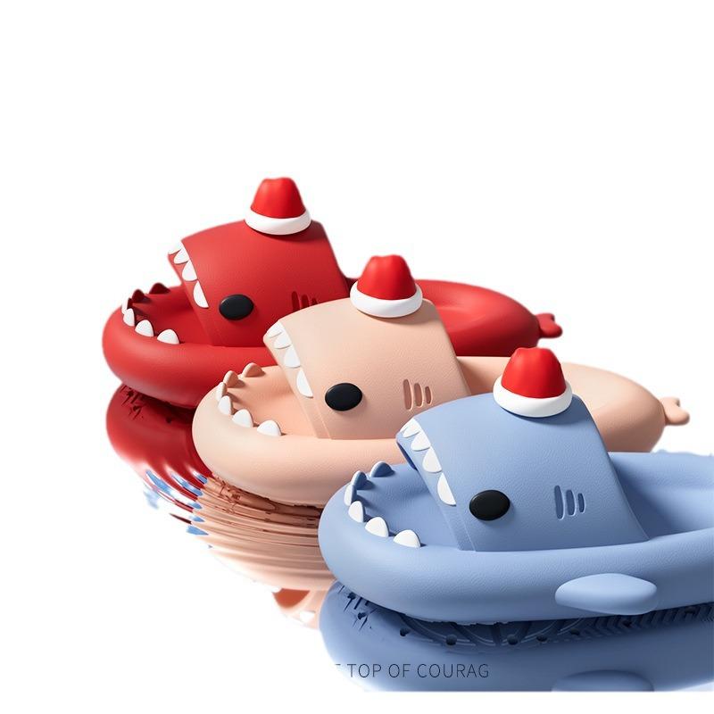 Fashion 2pcs Detachable Fins Unisex Shark Slippers Charms Luminous In Dark Christmas Red Hat Halloween Pumpkin DIY Shoes Accessories