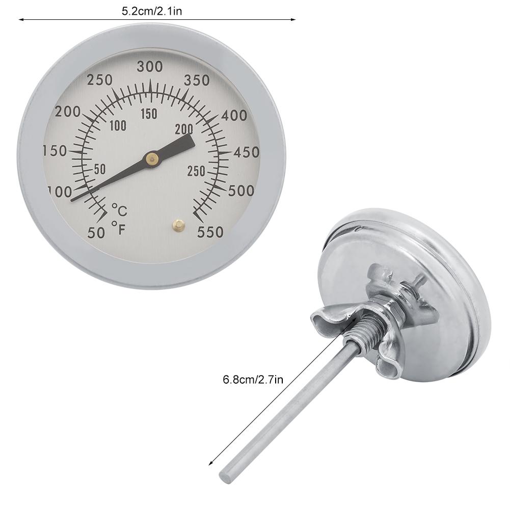 BBQ Thermometer, Stainless Steel Grill Smoker Thermometer 50550 with Double Scale, for Oven Grill BBQ Cooking