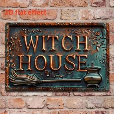 Metal Poster Wall Art 2D Vintage Witch Rusty Sign Halloween Gift