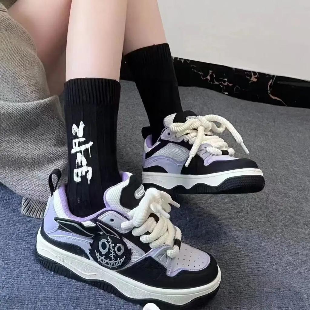 Autumn New Fashion Women Sneakers Cute Rabbit Patchwork Breathable Platform Shoes Designer Black Purple Ladies Footwear