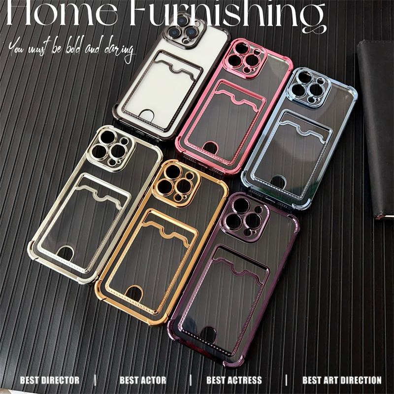Luxury Shockproof Phone Case For iPhone 16e 16 15 14 Pro Max 13 12 mini 11 Xs XR 7 8 Plus SE Transparent Card Slot Bag Cover