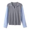 Women's Striped Patchwork Knit Top