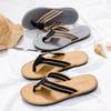 Men's flip flops summer lightweight rubber woven slippers fashion casual outdoor sandals breathable anti slip beach shoes