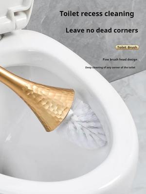 Luxury Gold Toilet Brush Set Replaceable Nylon Soft Bristle Brush Long Handle For WC Bathroom Accessories Cleaning Tools