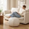 Round Pumpkin Pouf Cover Large Capacity Seat Cushion Cover Accent Stool Footstool Cover  Lounge