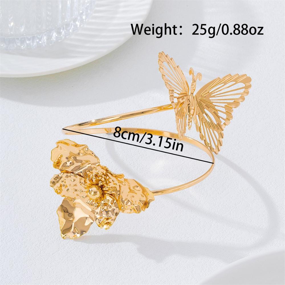 Sexy Hollow Butterfly Cuff Bracelet for Women Gold Color Flower Arm Bangle Beach Vacation Party Jewelry Gift