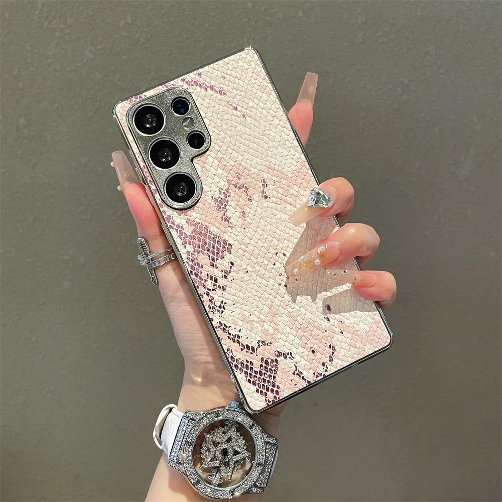 Electroplating Leather Phone Case for Samsung Galaxy S23 FE S24 Plus Ultra S25 Edge A56 A55 A54 A36 A35 A34 A26 A25 A16 A15 A06