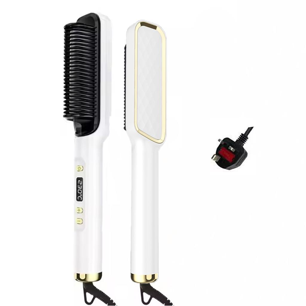 Electric Hot Comb Ceramic Beard Straightening Styler Flat Iron Hair Straightener Brush Negative Ion Anti-Scalding Styling Tool