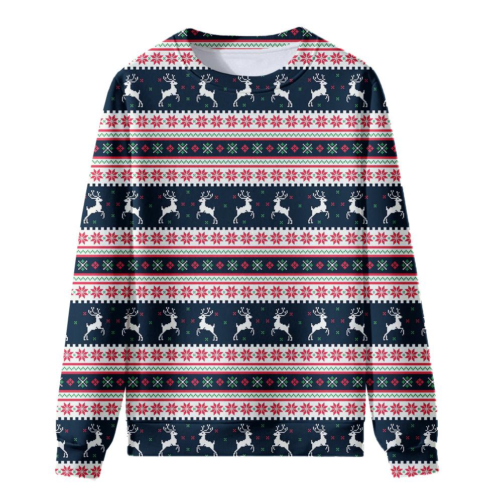 

Рождественский свитшот с 3D-принтом и графикой оленя Милу, с длинным рукавом, зимний флисовый пуловер, повседневная модная женская одежда с круглым вырезом, топ S