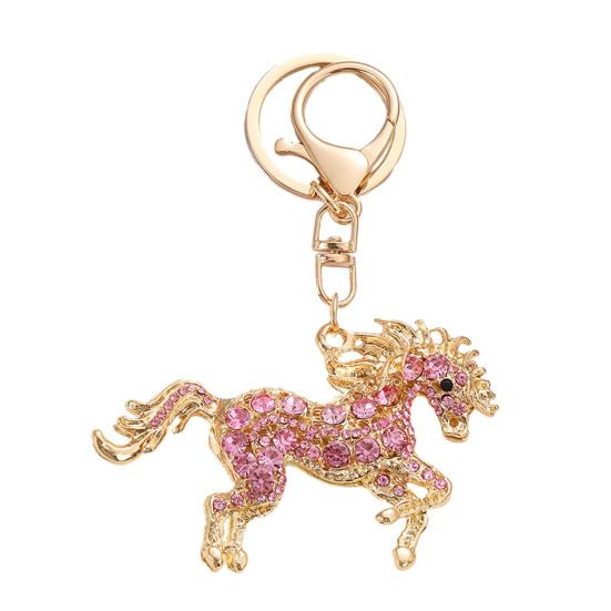 2026 Year of Horse Keychain Colorful Sparkling Rhinestones Key Chain Bag Backpack Hanging Decoration