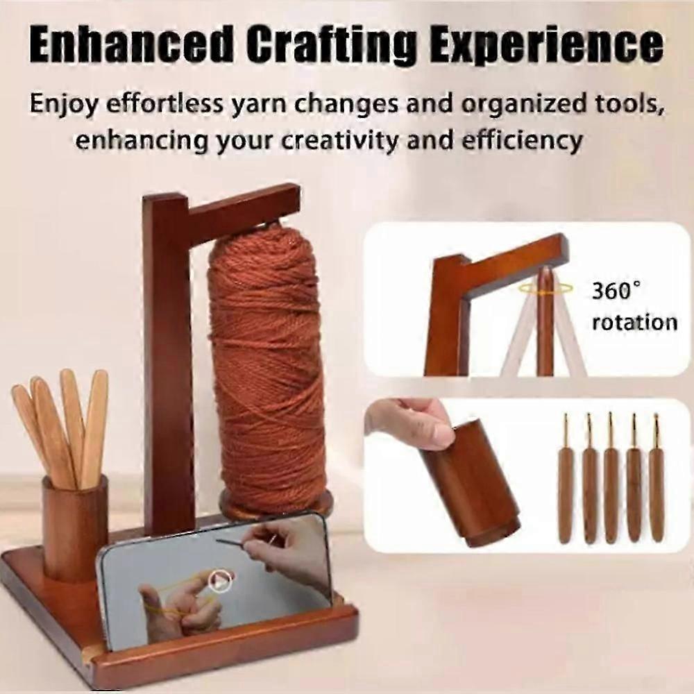 Wooden Yarn Holder Phone Stand, Wooden Yarn Spool Rack