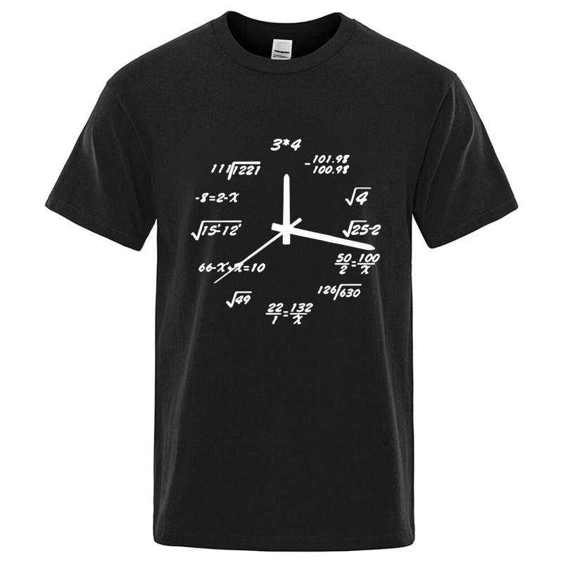 Mens Tshirt 100Cotton Casual Funny Math Clock Print Summer Loose Oneck T Shirt for Men Short Sleeve Cool Tshirt Male Tshirt