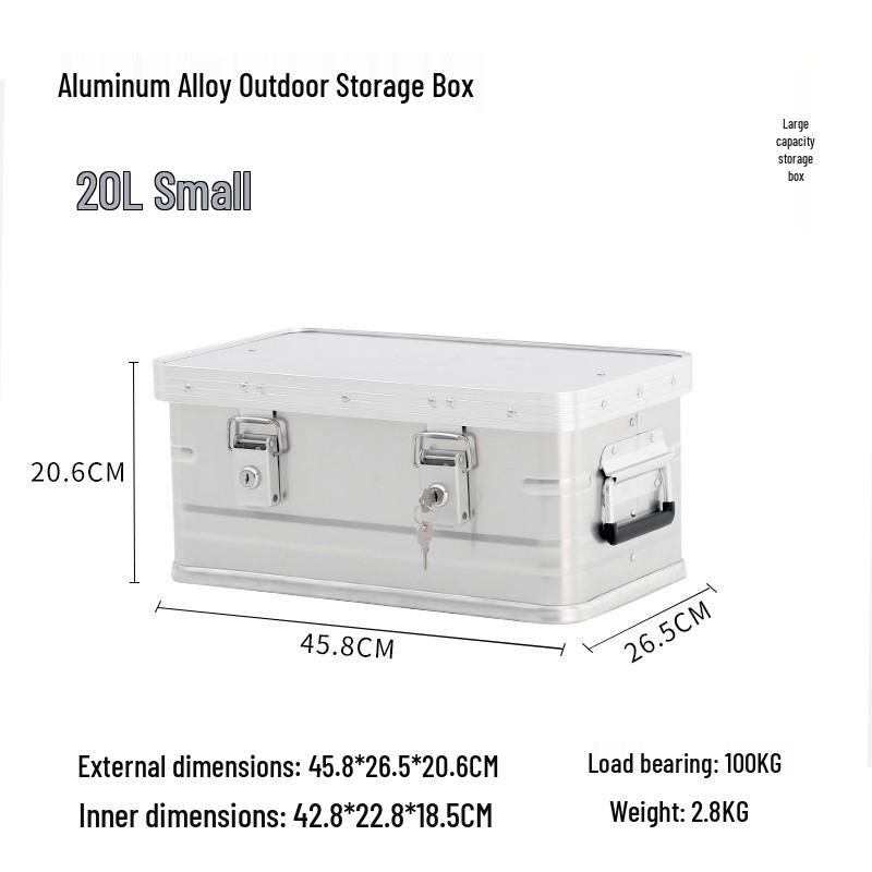 Aluminum Alloy Large Capacity Roof-Mount Camping Storage Box with Lock
