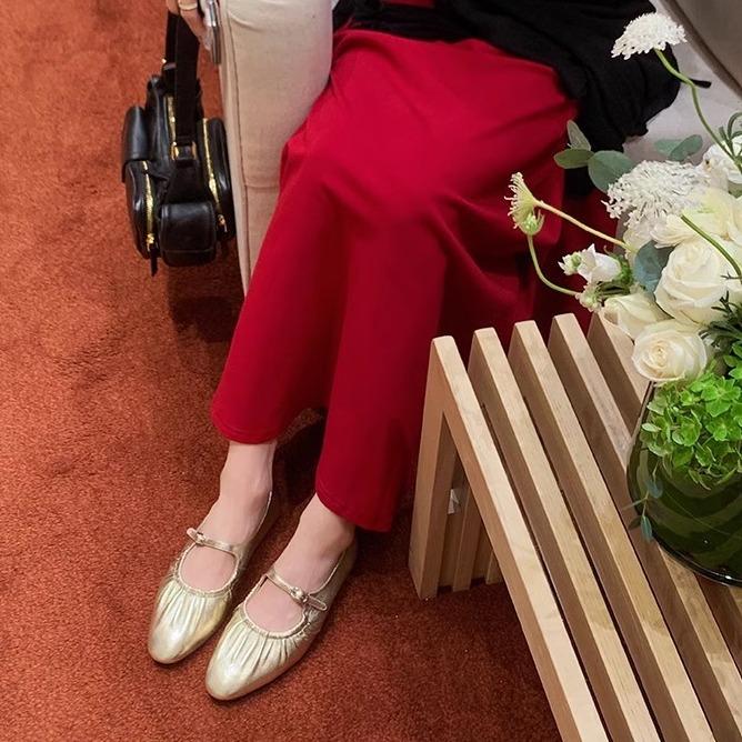 Grape Mom Fashion Huizhou Women's Shoes Folded Silver Single Shoes Women's Low Heel Korean Edition Single Shoes 20254 Spring Women's Shoes