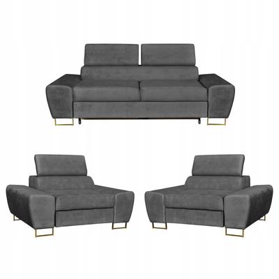 Bosso Living Room Furniture Set 2-seater Sofa Armchairs Grey Family Furniture