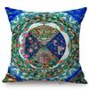 Colorful Blue Buddhism Artwork Bodhisattva Fortune God Sakyamuni Tangka Buddha Painting Sofa Pillow Case Linen Cushion Cover
