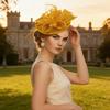 Trendy Raffia Bucket Hat With Feather Detail Comfort Fit And Adjustable Strap For Casual Or Formal Wear