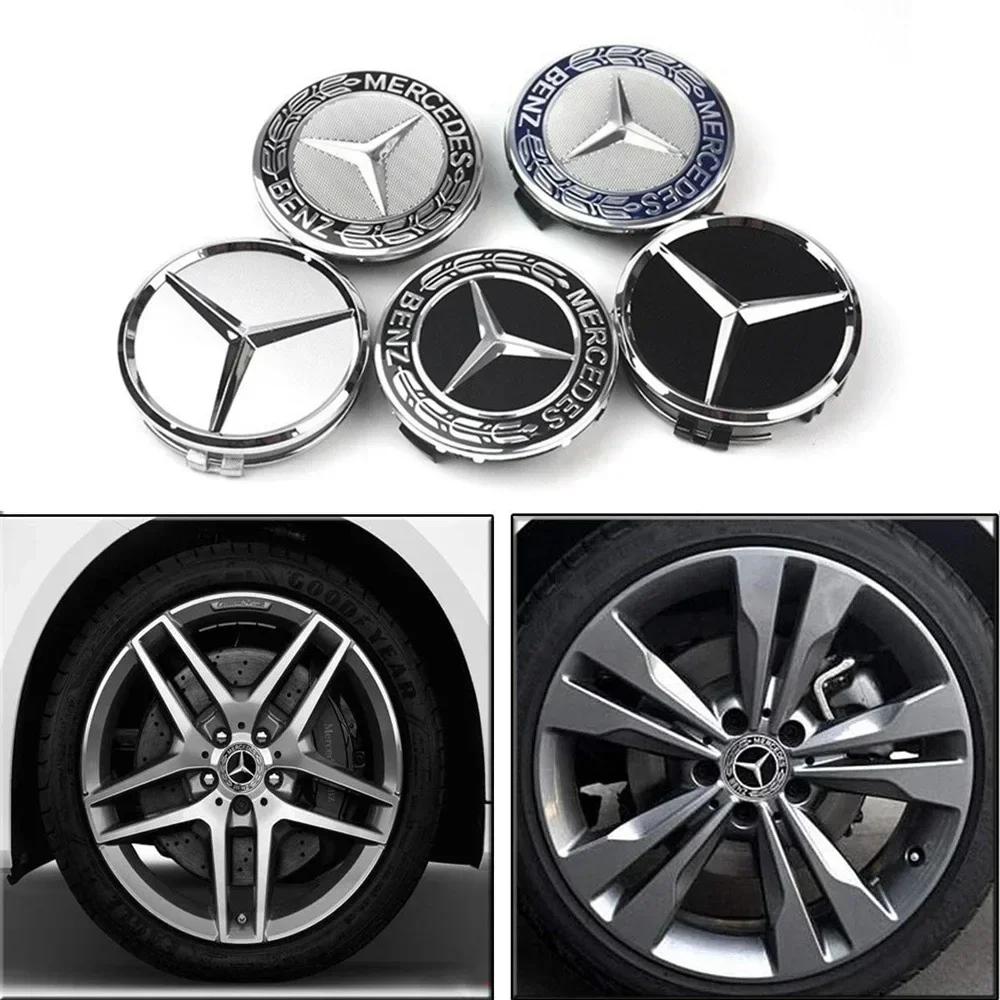 C200 E300 2026 Hot 4PCS/set 75mm Car Wheel Center Hub Caps Cover  Decoration Accessories for Mercedes Benz B/C/E/S Class A Class
